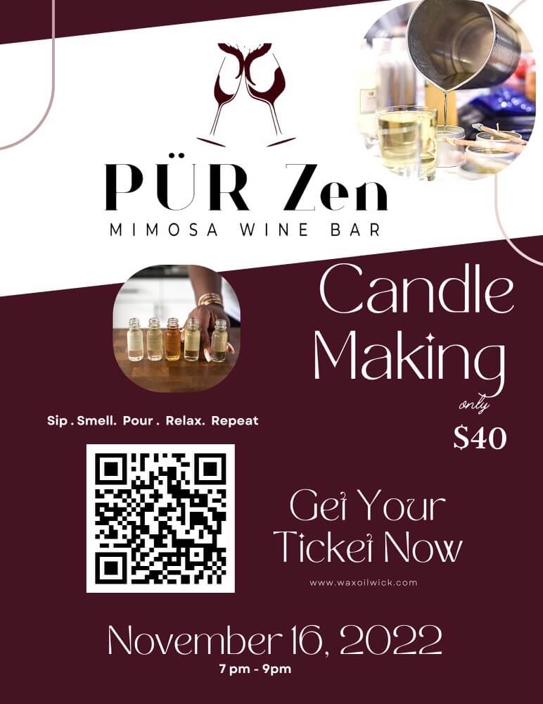 Candle making flyer at Pur Zen