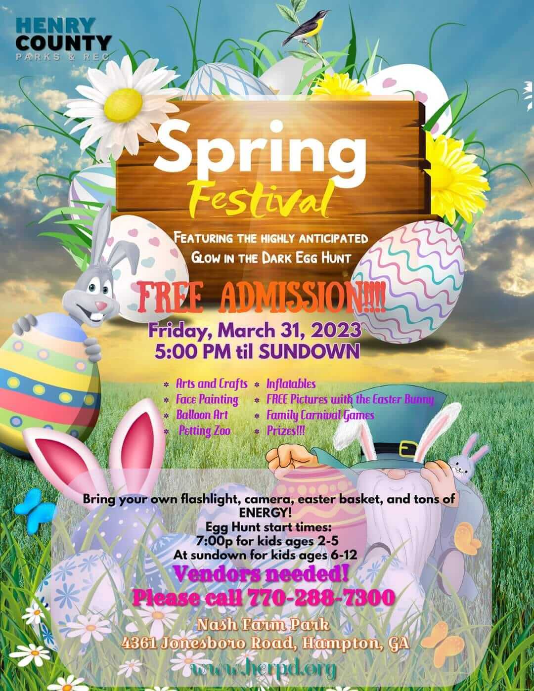 Henry County Parks and Rec Easter Egg Hunt flyer