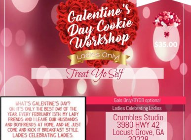 Crumbles Galentine's Day event flyer