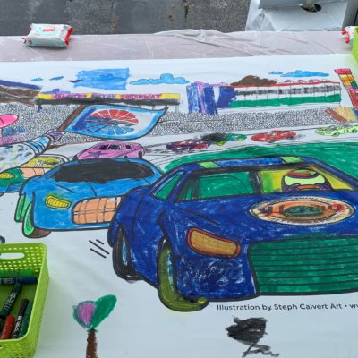large coloring sheet canvas with race cars