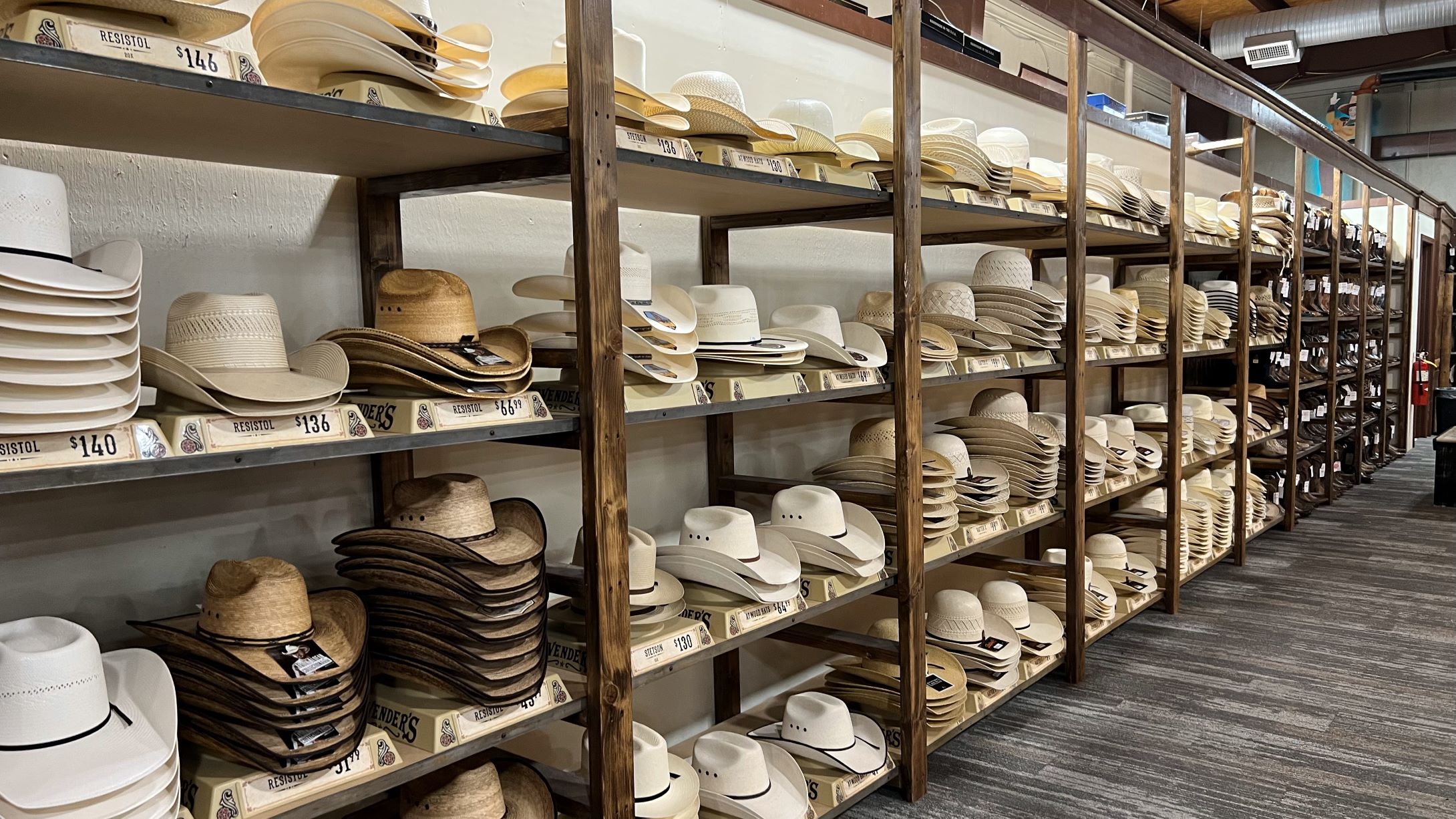shelves of hats