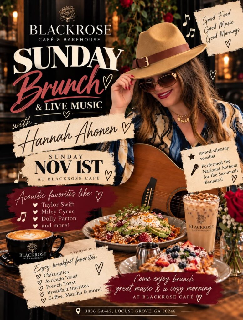 flyer for sunday brunch at black rose