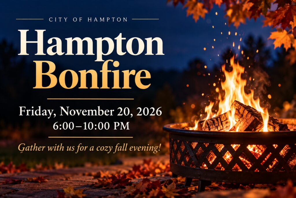 flyer advertising bonfire at city of hampton