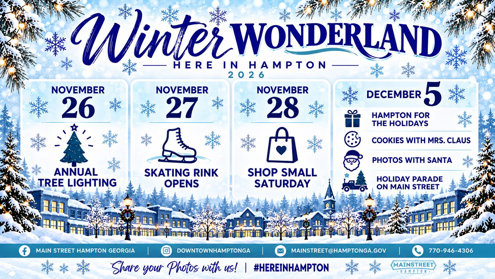 flyer promoting holiday celebrations in hampton, ga